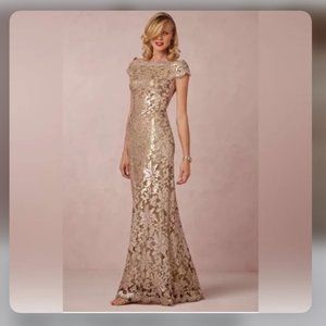 Tadashi Shoji Odette Gold Gown (from BHLDN) SIZE 8